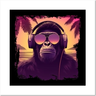 Cool summer monkey ape dj design Posters and Art